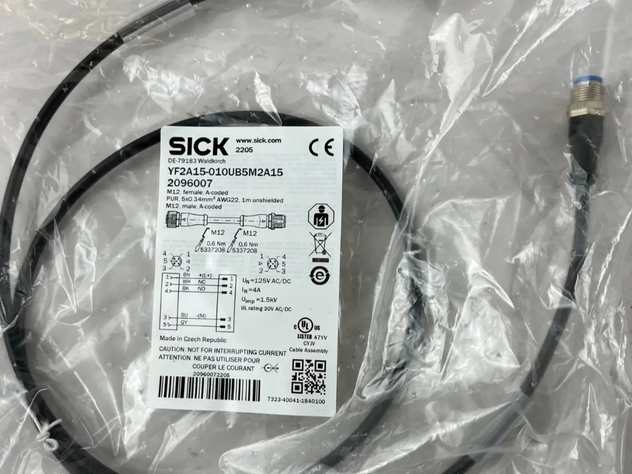 Billede 1 - SICK YF2A15-010UB5M2A15 M12 Sensor kabel 1m 5-Pin
