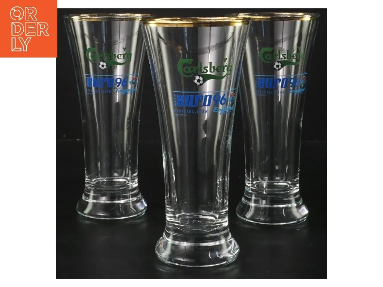 Billede 1 - Carlsberg Euro 96 glas fra Carlsberg (str. 3 stk Ø 8 cm længde 17,5 cm)