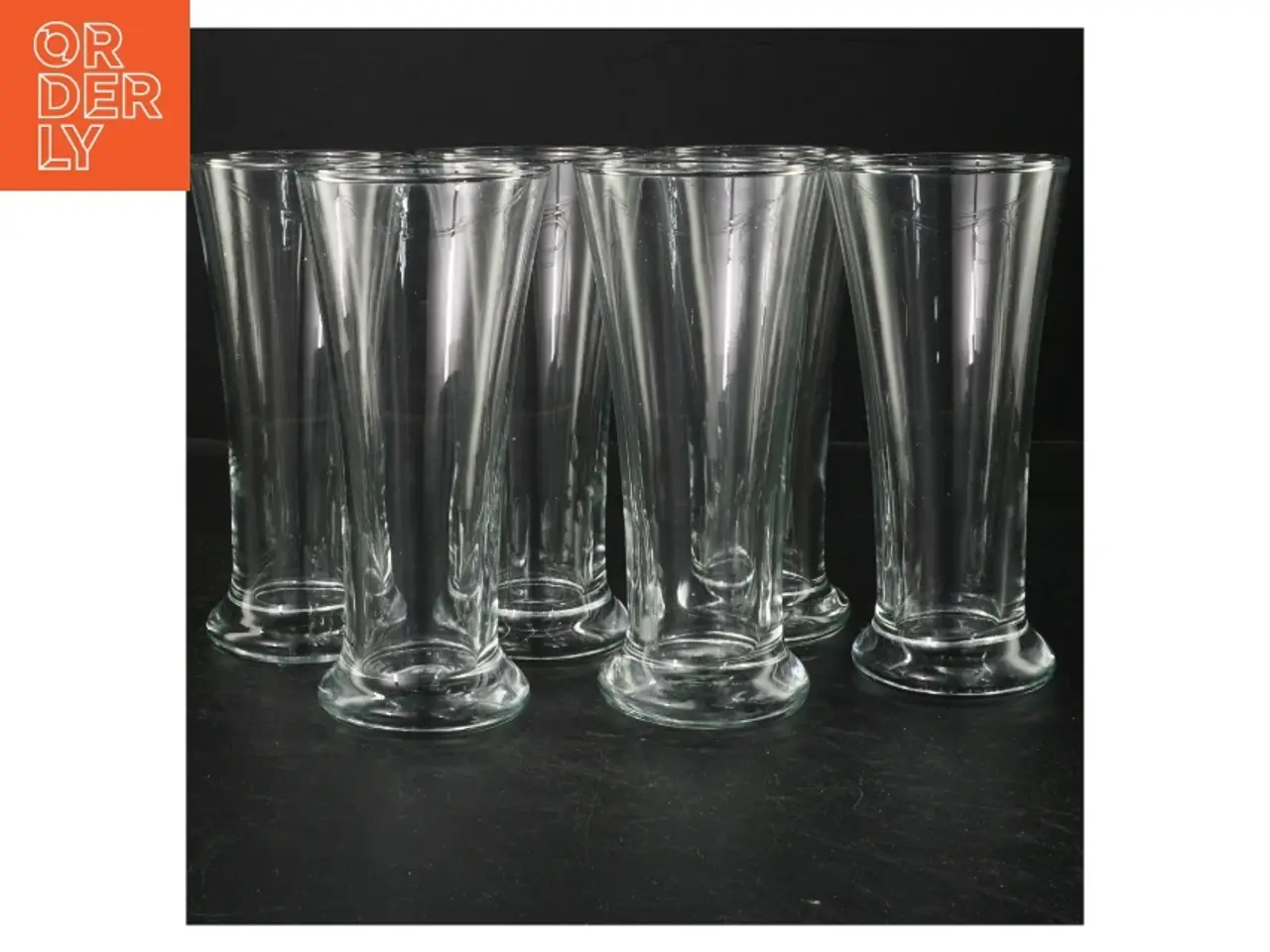 Billede 1 - 6 høje ølglas (str. Ø. 7,5 cm. længde, 16 cm. 6 styk)
