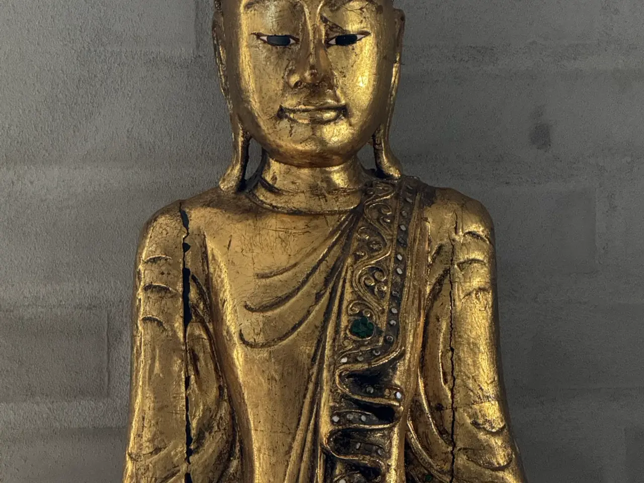 Billede 2 - Stor 102 cm Buddha i massivt træ.