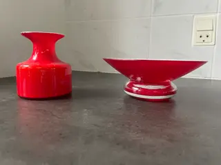 Holmegaard skål rød og vase