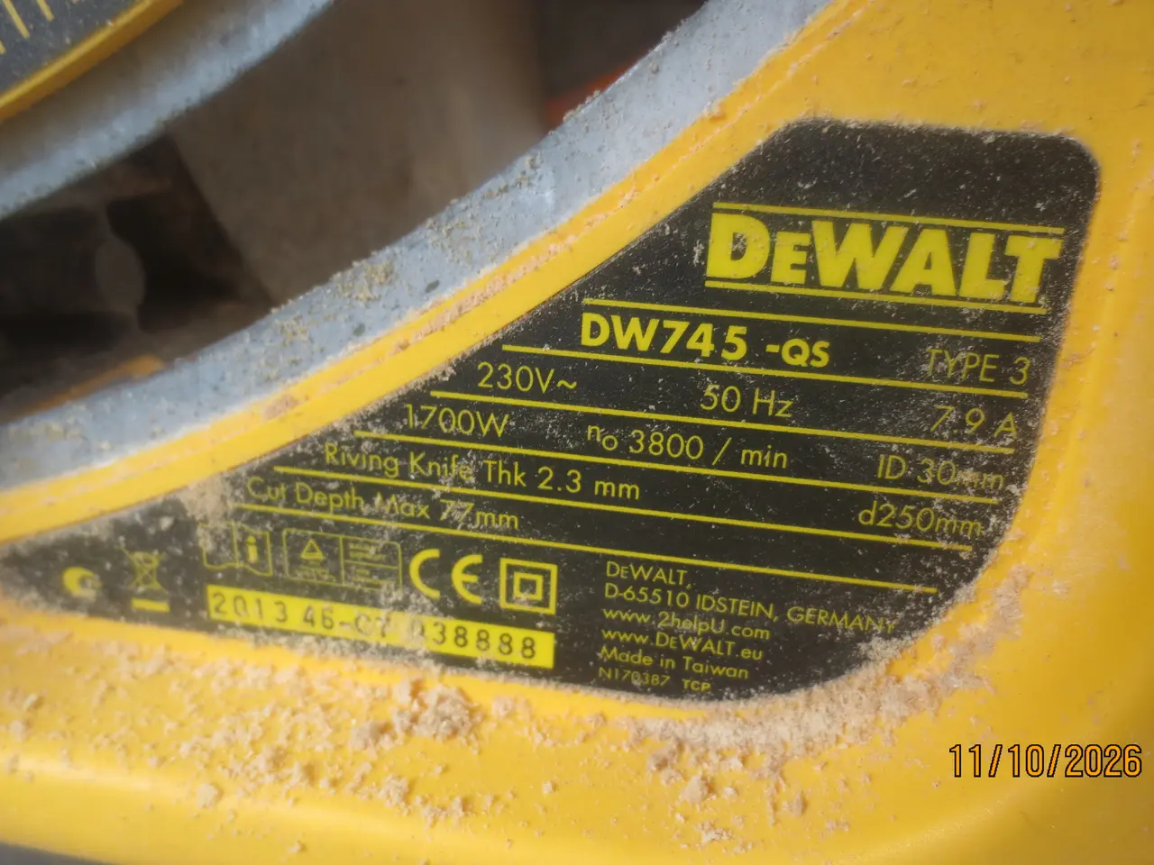 Billede 3 - 1 stk De Walt DW 745 Type 3 Rundsav