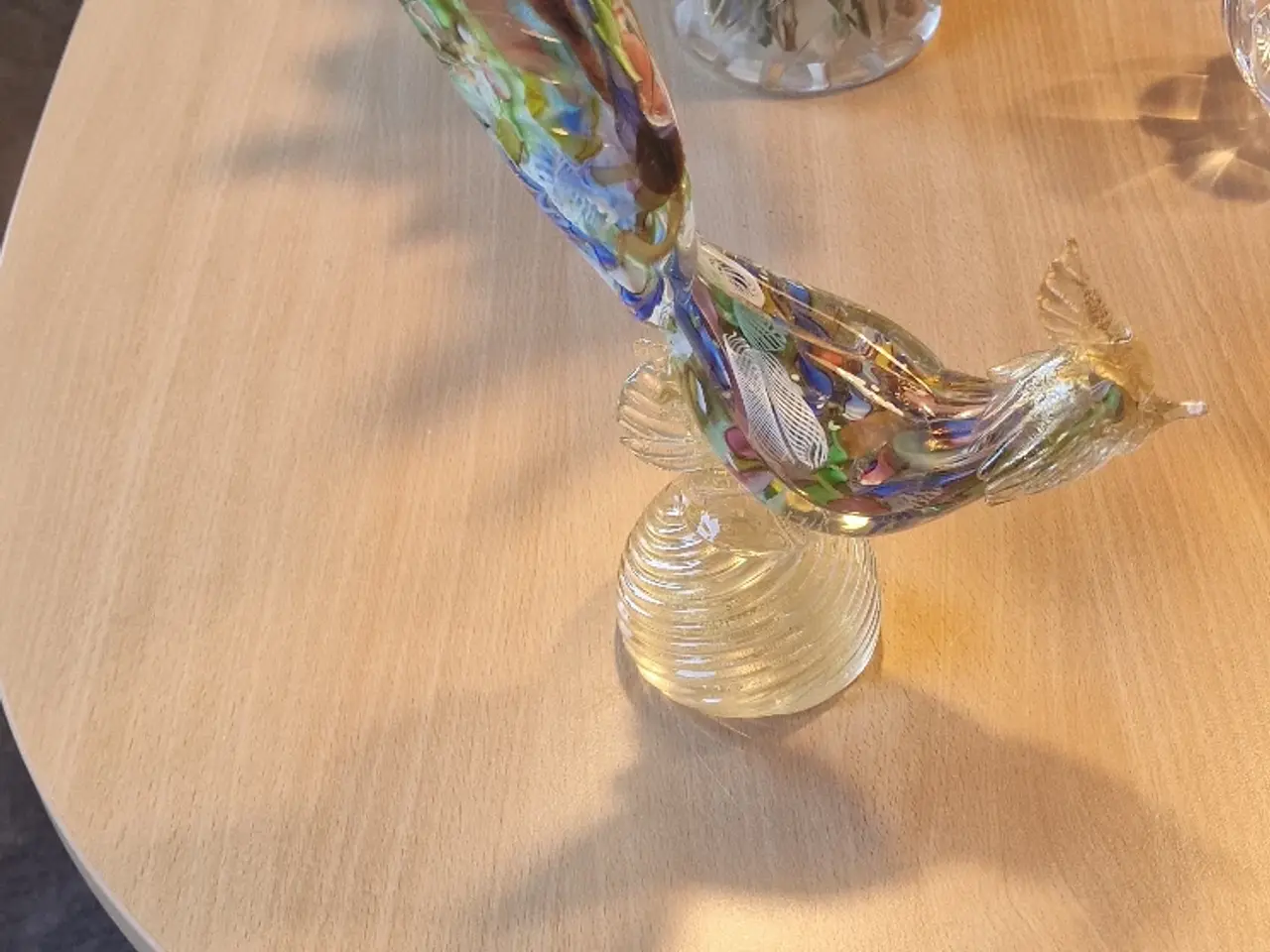 Billede 1 - Murano glasfigur fugl i farvet glas