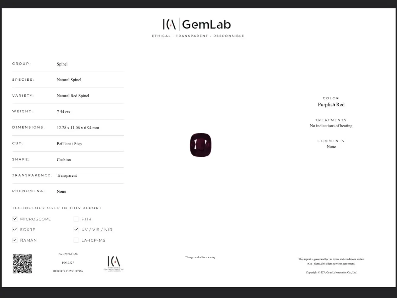 Billede 8 -  Rød, Lilla Spinel - 7.34 ct
