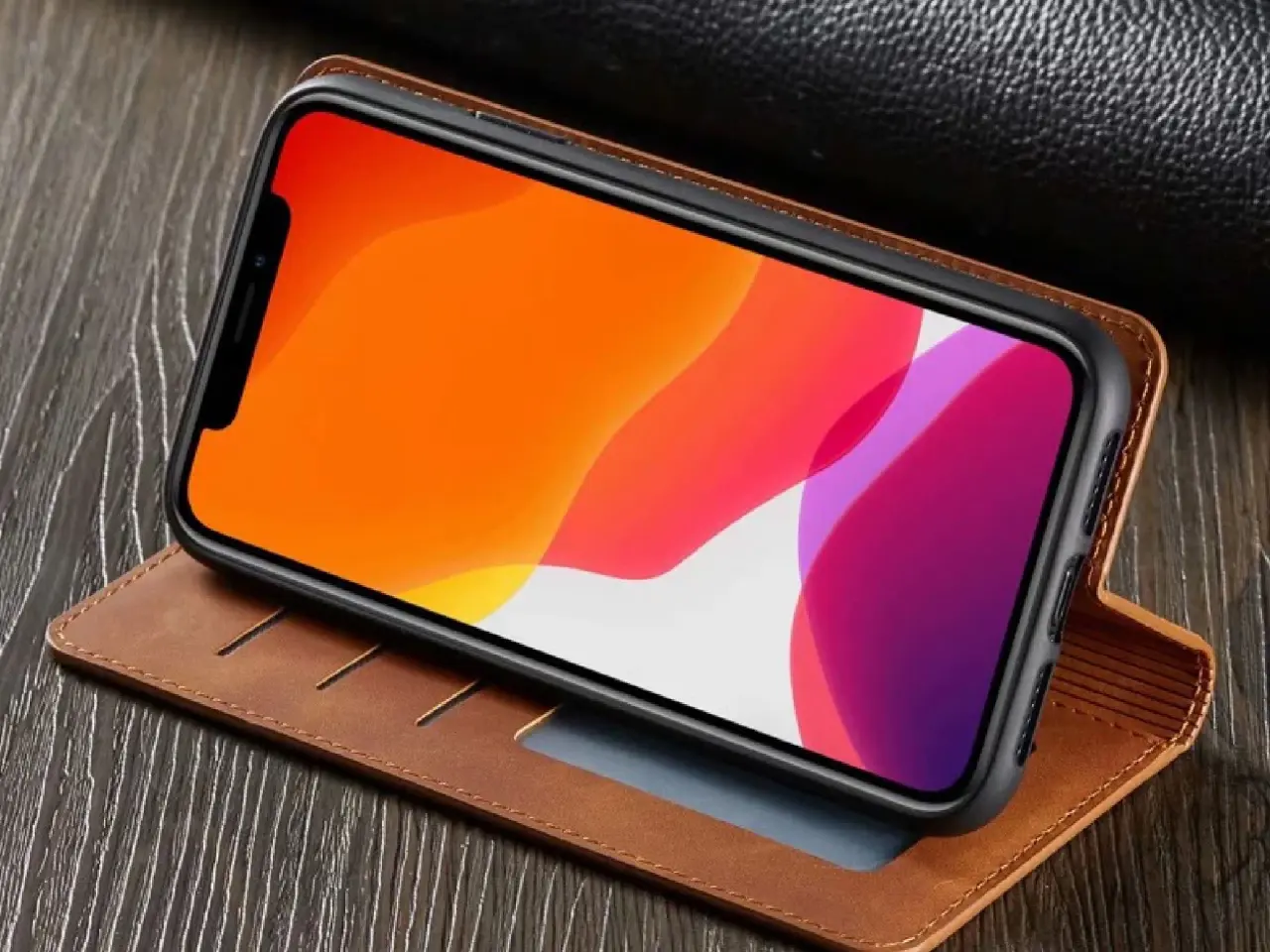 Billede 3 - Magnetisk Flip Cover til iPhone – Brun
