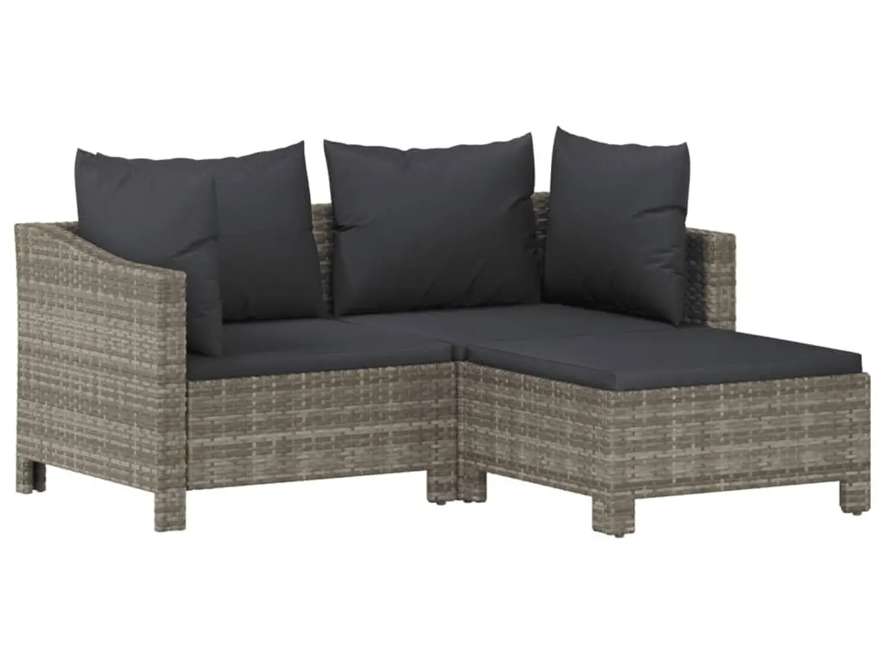 Billede 2 - Loungesæt til haven 3 dele med hynder polyrattan grå