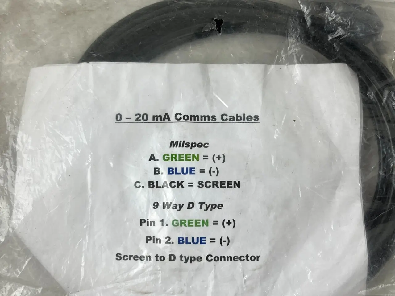 Billede 5 - 0–20 Ma Db9 9‑Way D‑Type Comms kabel Milspec ny