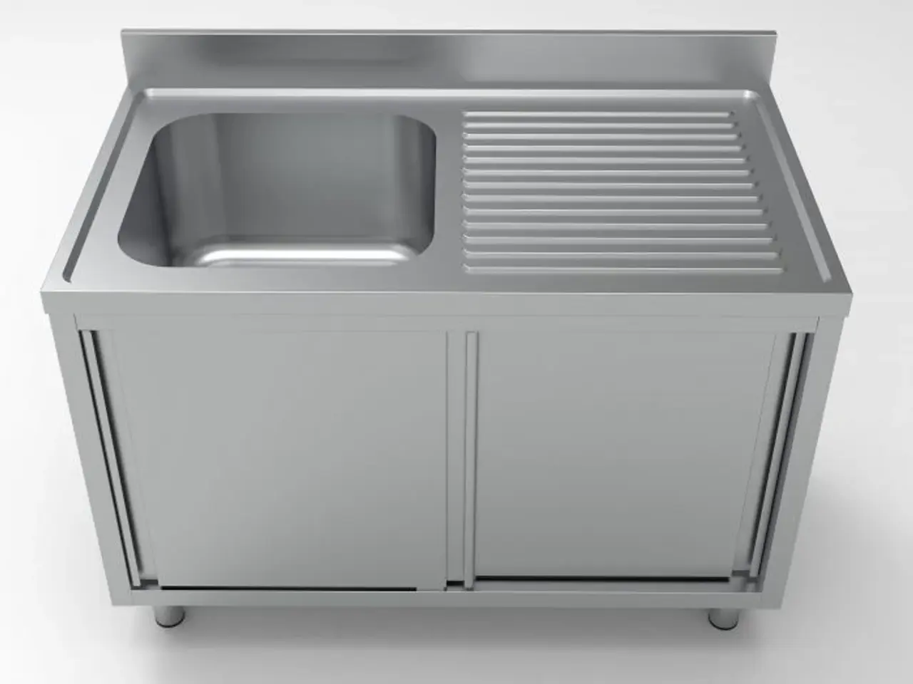Billede 2 - Stålbord med vask – skydelåger – 120x70x85 cm