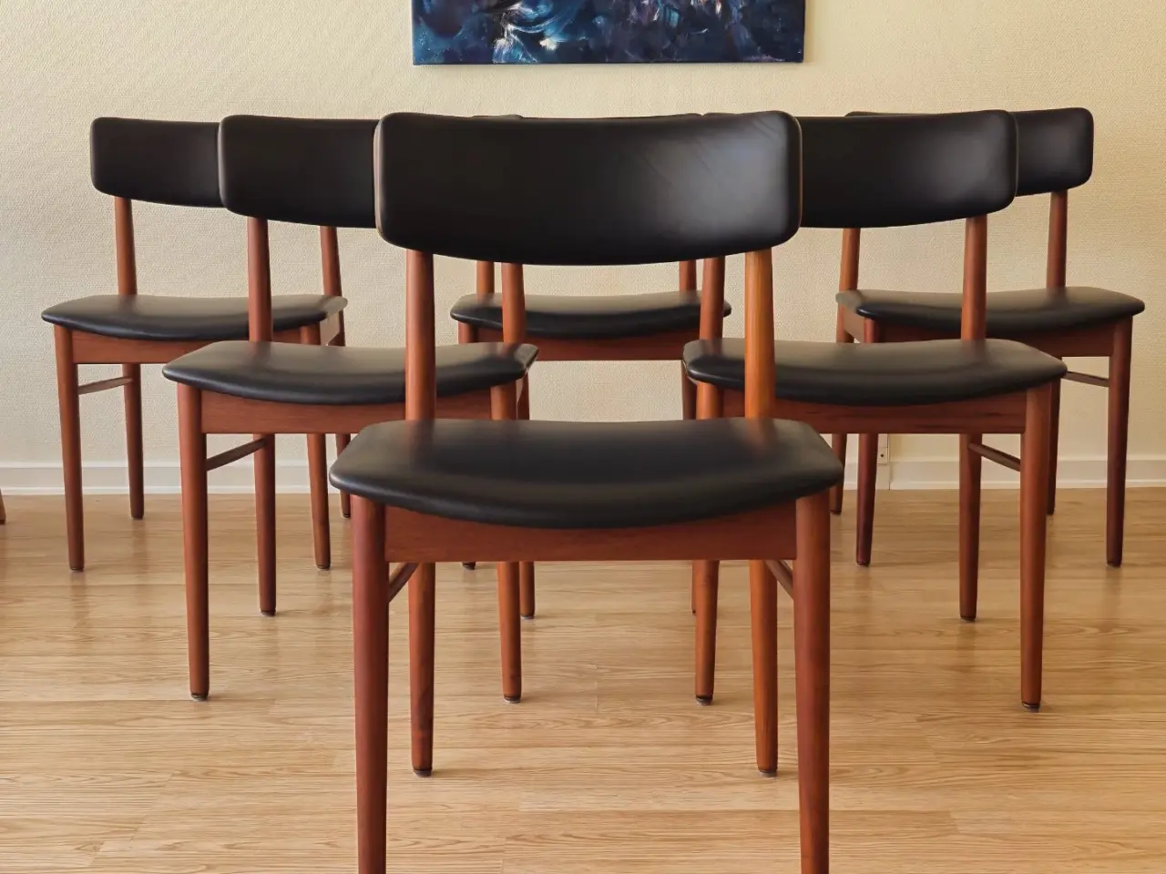 Billede 5 - 6 Teak stole, nypolstrede