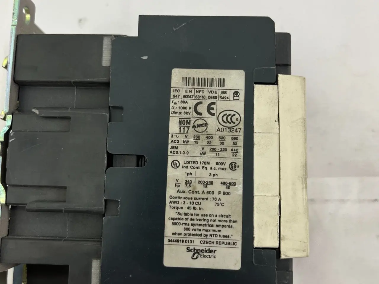 Billede 9 - Telemecanique LC1 D50 (LC1 D5011) AC kontaktor,