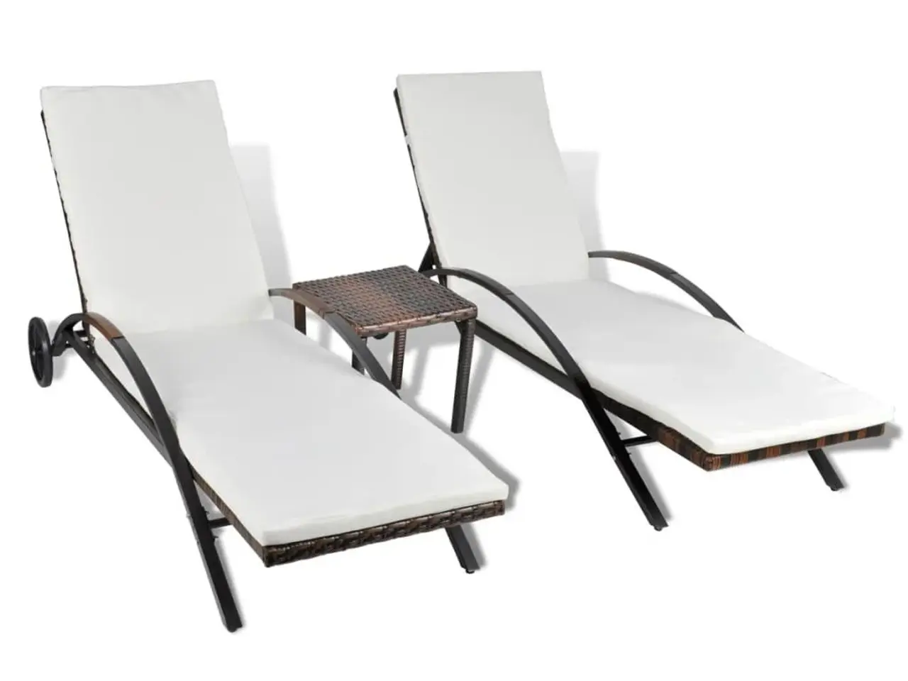 Billede 2 - Liggestolesæt med bord i polyrattan - brun