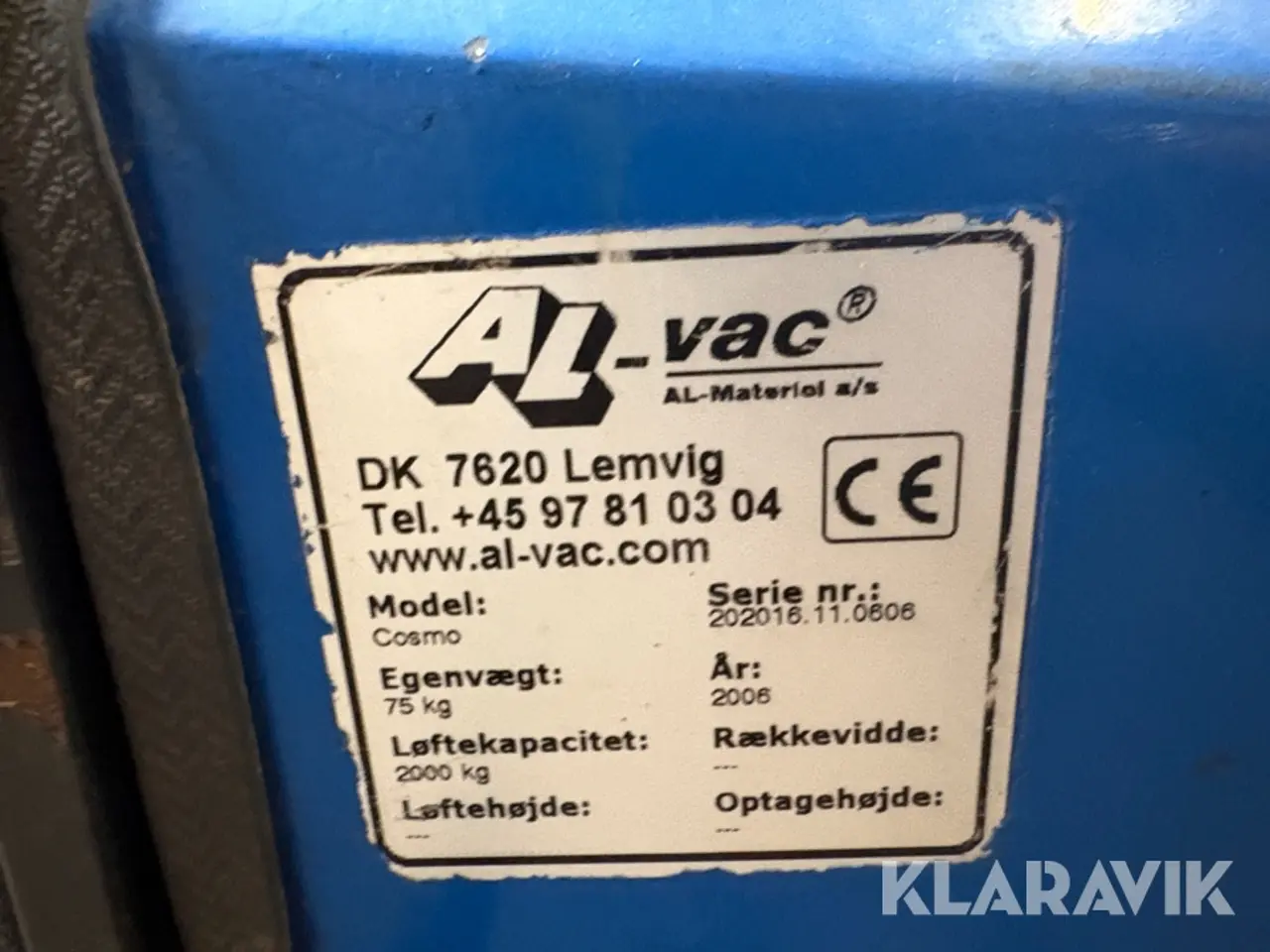 Billede 11 - Hydraulisk vakuumsug AL-vac Cosmo med stativ