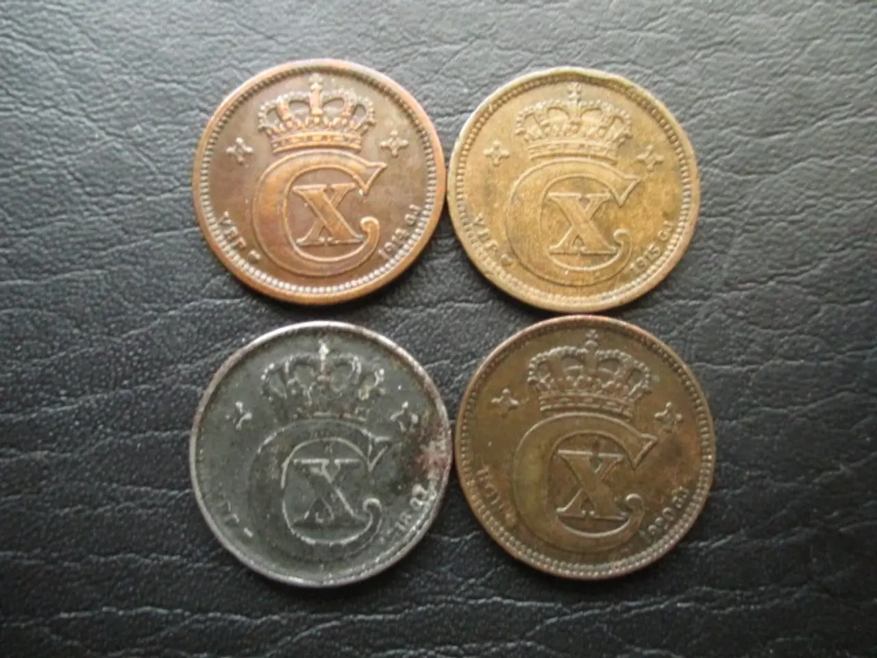 Billede 1 - 2 ører 1914-1920 Chr. X 4 stk
