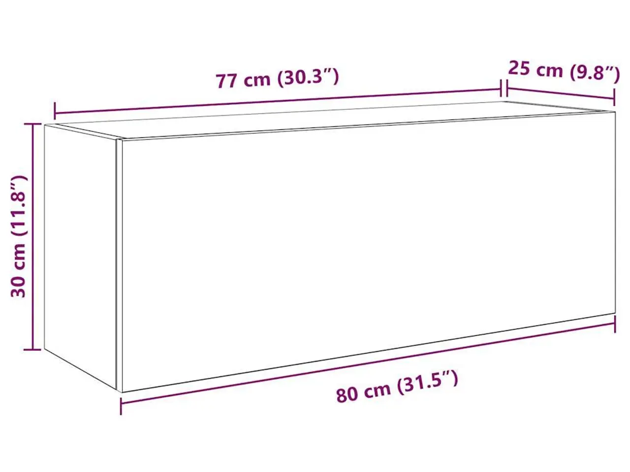 Billede 11 - Væghængt badeværelsesskab 80×25×30 cm - konstrueret træ, sort