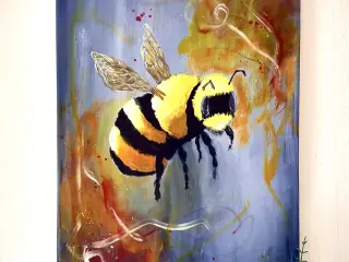Humlebi - Akrylmaleri (40x60 cm).