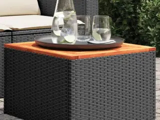 Havebord sort 55x55x37 cm polyrattan og akacietræ