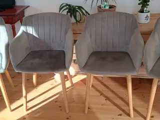 ADSLEV Spisebordsstol i grå velour/natur