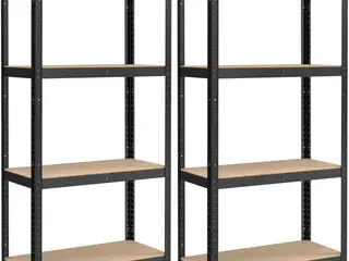 Sværbelastningsreol 2-pak 160 x 80 x 40 cm med 4 justerbare hylder - sort