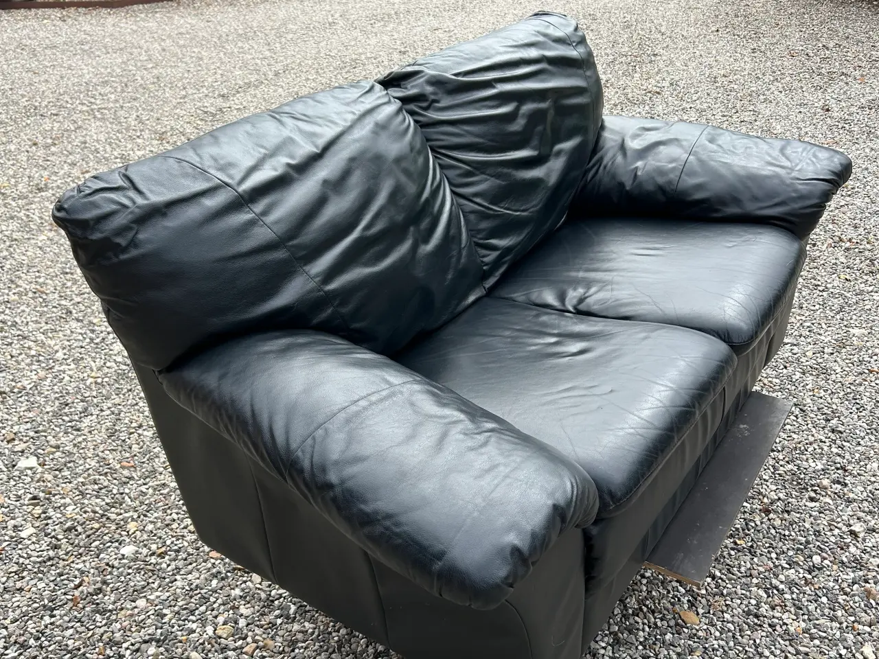 Billede 1 - Sort læder sofa til 2 pers.