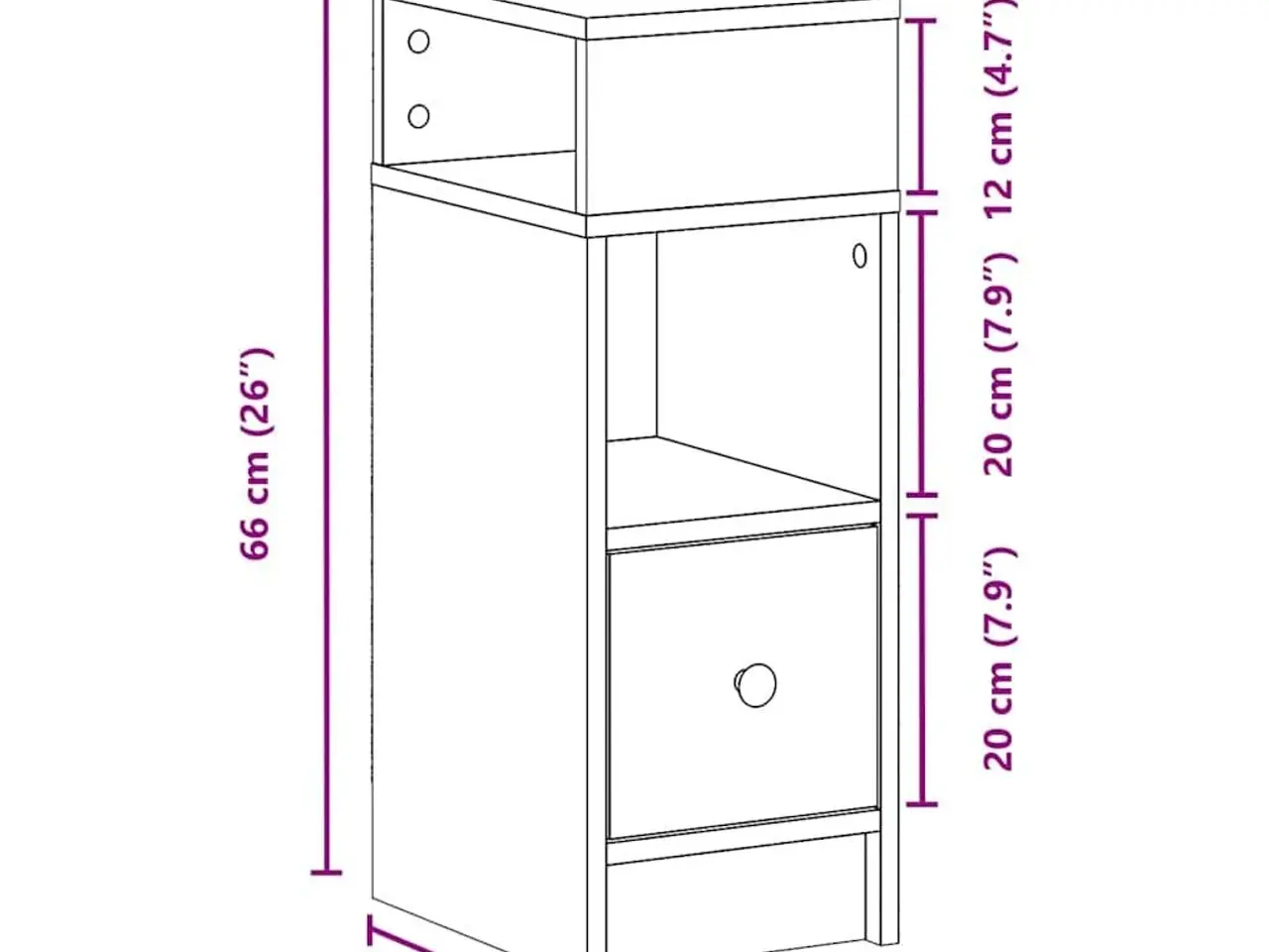 Billede 11 - Sengebord med skuffe 25×31×66 cm - hvid