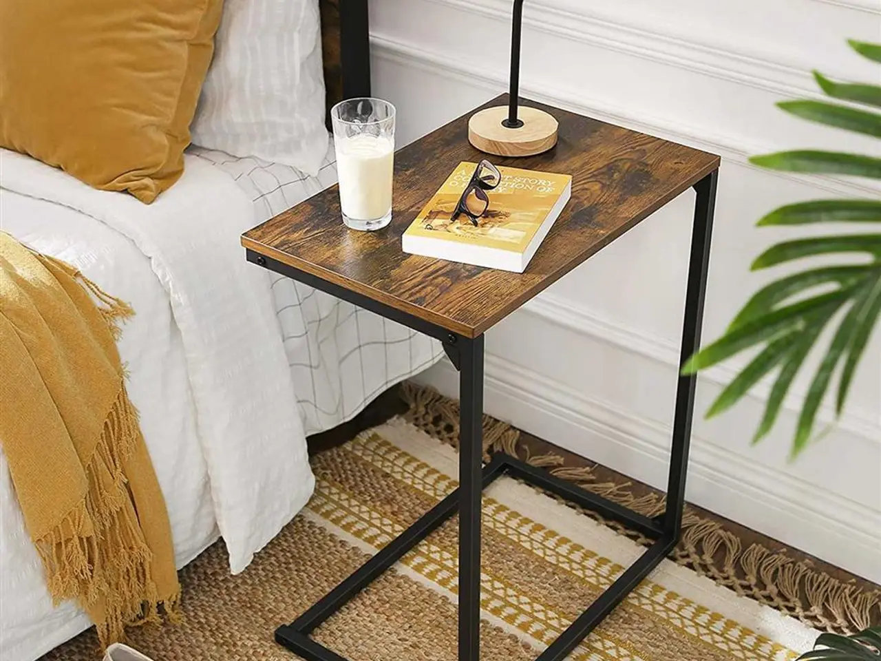 Billede 4 - Sofabord på hjørnet sidebord i industrielt look, rustik brun/sort, 55 × 35 × 66 cm