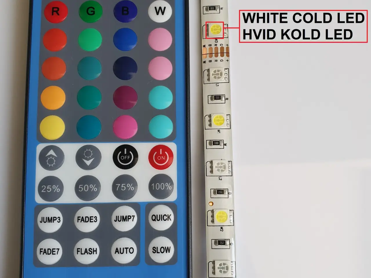 Billede 2 - 5m LED RGBW+W (Hvhd Kold) + Fjernbetjening