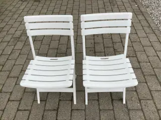 2 stk. Foldbare Havestole Plastik Hvide