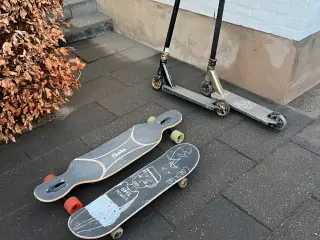 2 løbehjul og 2 Skateboard
