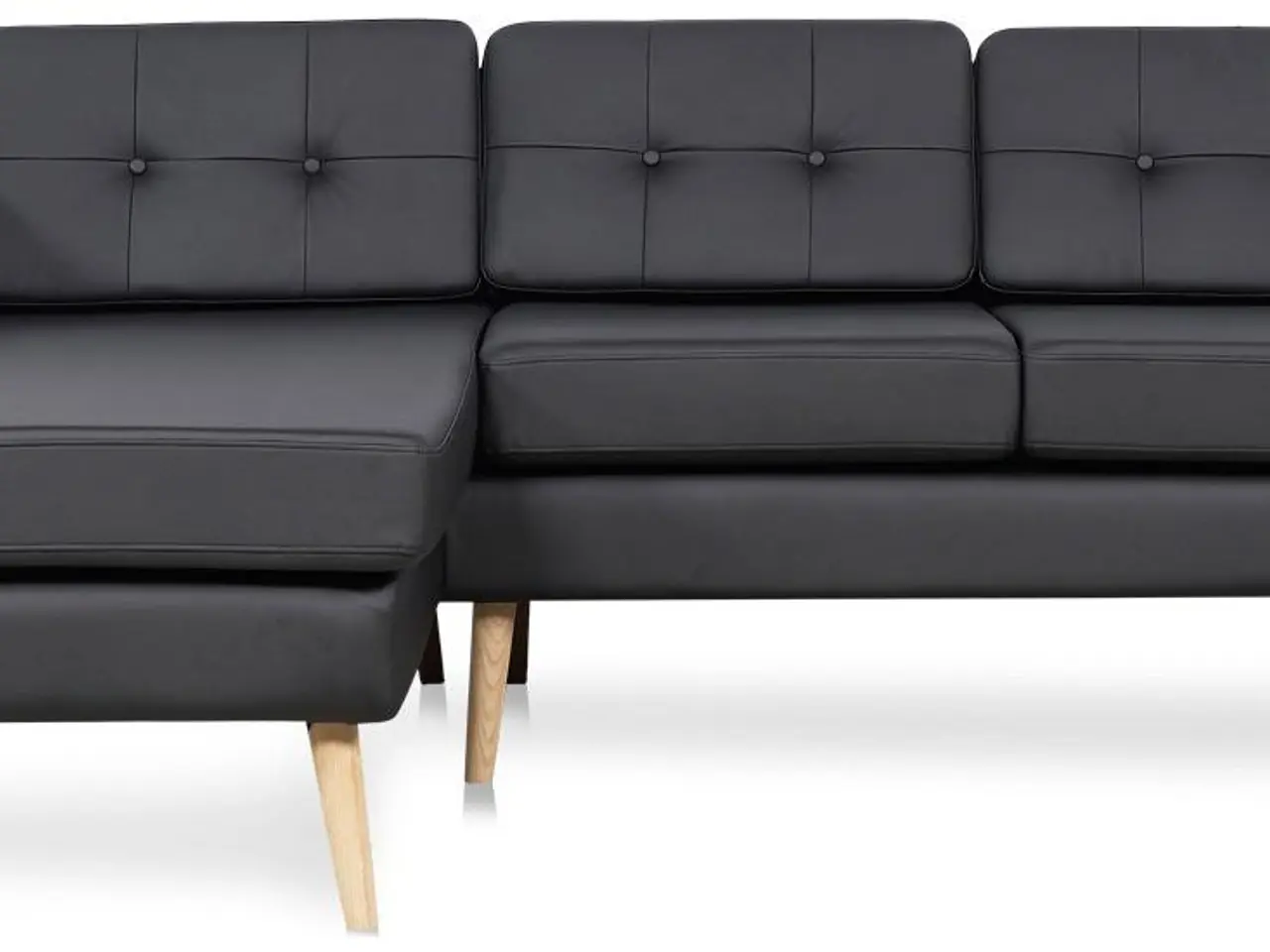 Billede 1 - Novelty chaiselongsofa venstrevendt - sort tekstillæder