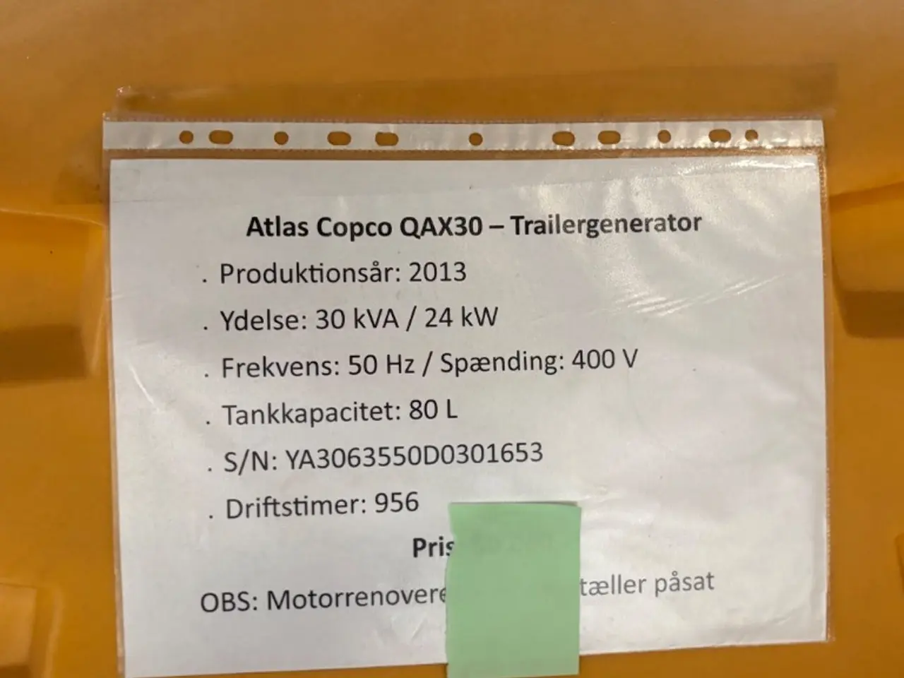 Billede 3 - Atlas Copco QAX 30 Mobil generator 30 kVA / 24 kW