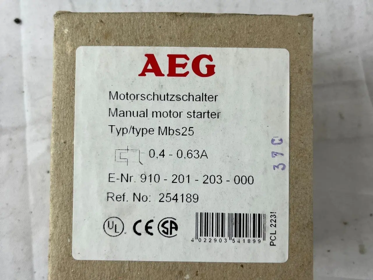 Billede 3 - AEG Mbs25 Manual Motor Starter 0.4–0.63A 3‑Pole