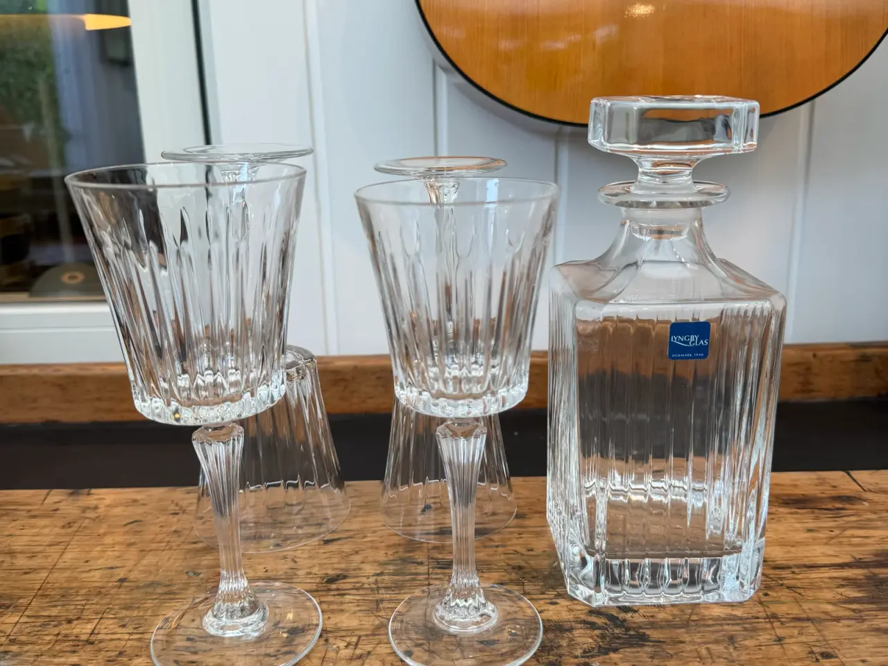 Billede 1 - Lyngby Glas karaffelsæt med vinglas, klar krystal