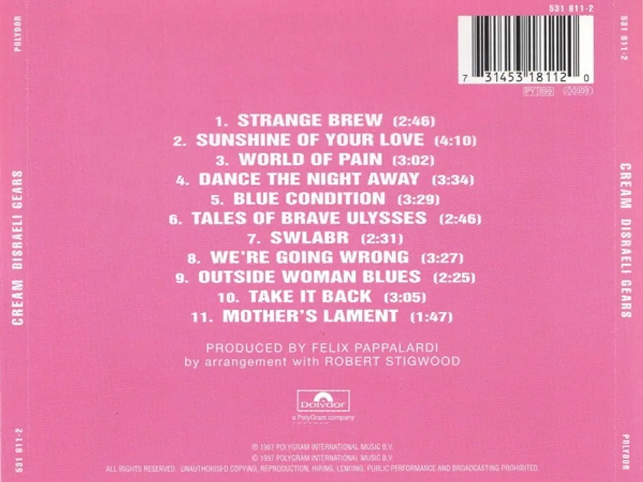 Billede 4 - Cream – Disraeli Gears – CD