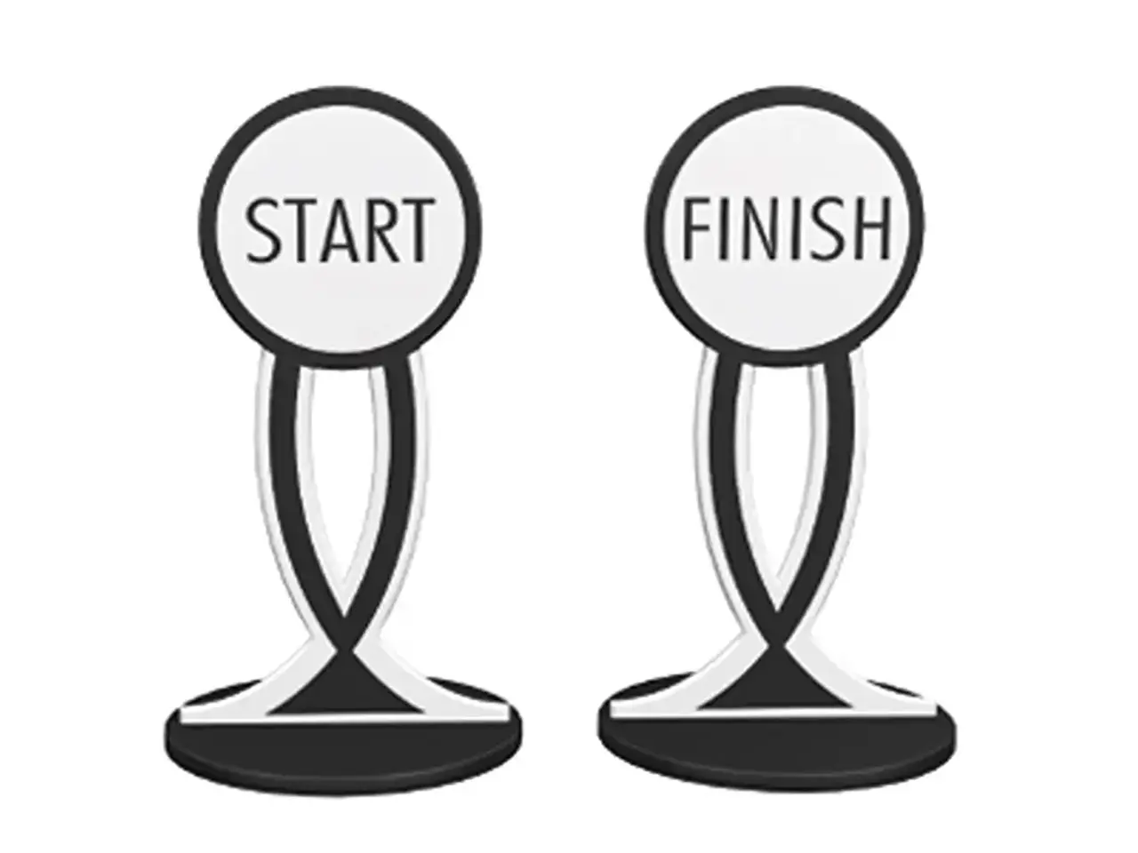 Billede 1 - Start og Finish på fod sort/hvid