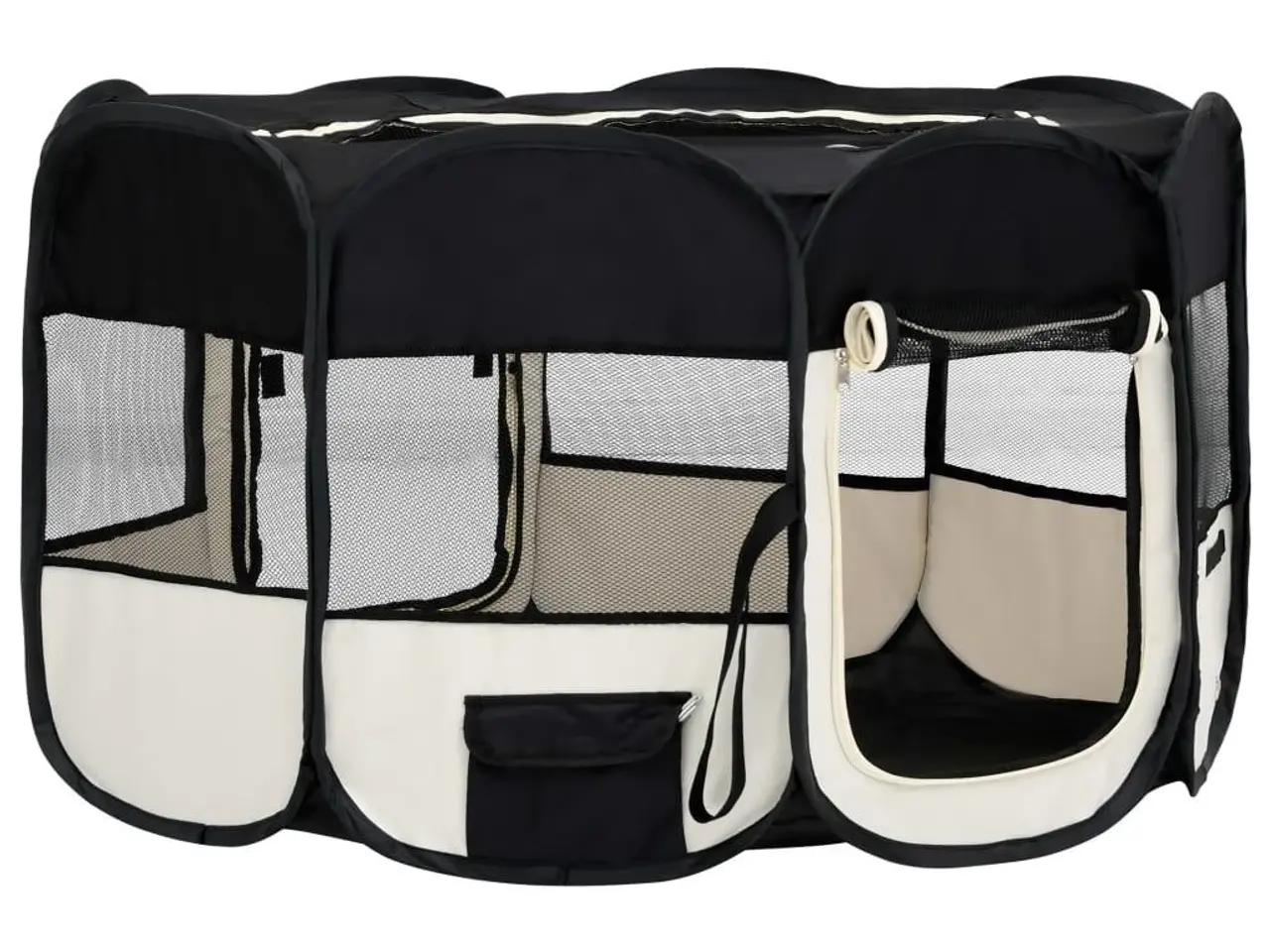Billede 3 - Foldbar hundegård med bæretaske - 145 × 145 × 61 cm, sort/creme
