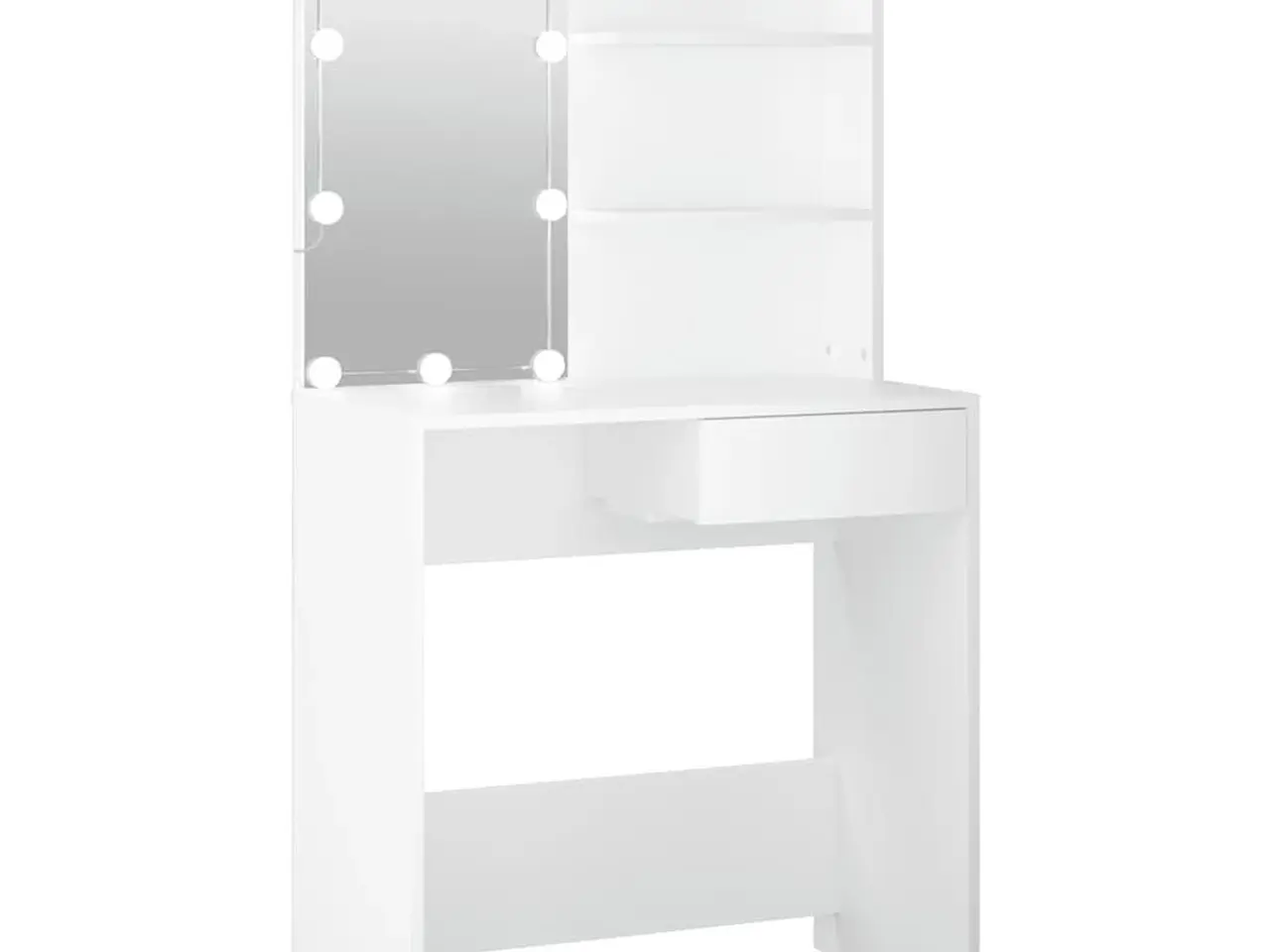 Billede 2 - Makeupbord med LED-lys 74,5 × 40 × 141 cm - hvid