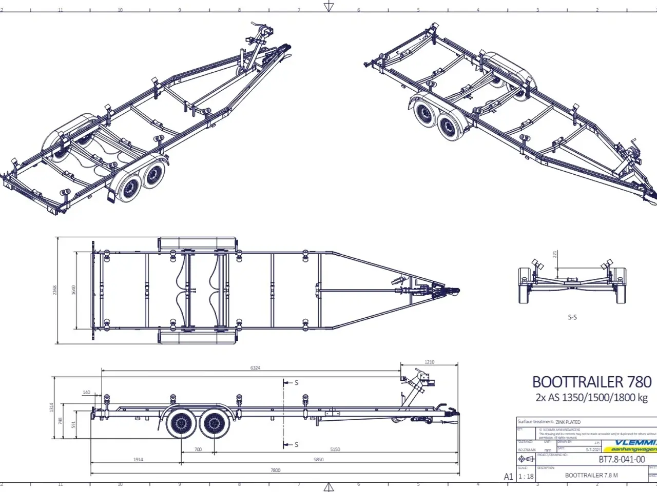Billede 3 - Vlemmix Bådtrailer 780x220 2700 Flex-Roll