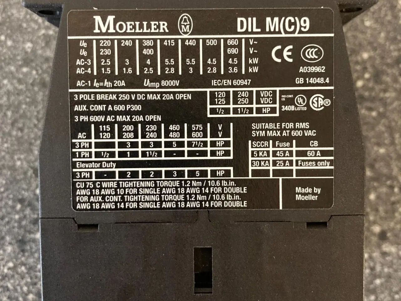 Billede 6 - Moeller DILM9-10 relæ kontaktor 4kW 400V 24VDC –
