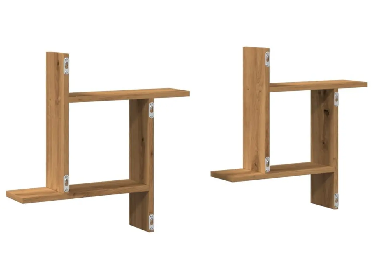 Billede 6 - Væghylder 2 stk. i konstrueret træ - egetræsfarve, 50×12×50 cm