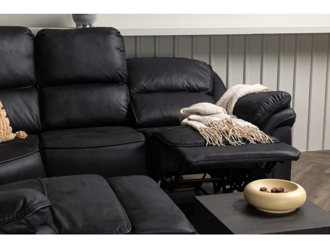 Billede 15 - Christopher Recliner Sofa - Sort Ruskindsblød mikrofiber