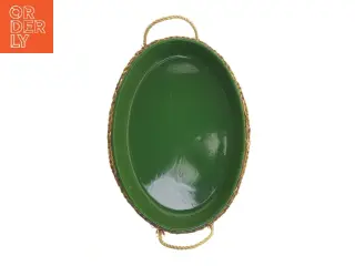 Stor oval pyntebakke med flettet kant og håndtag (str. 43x32 cm)