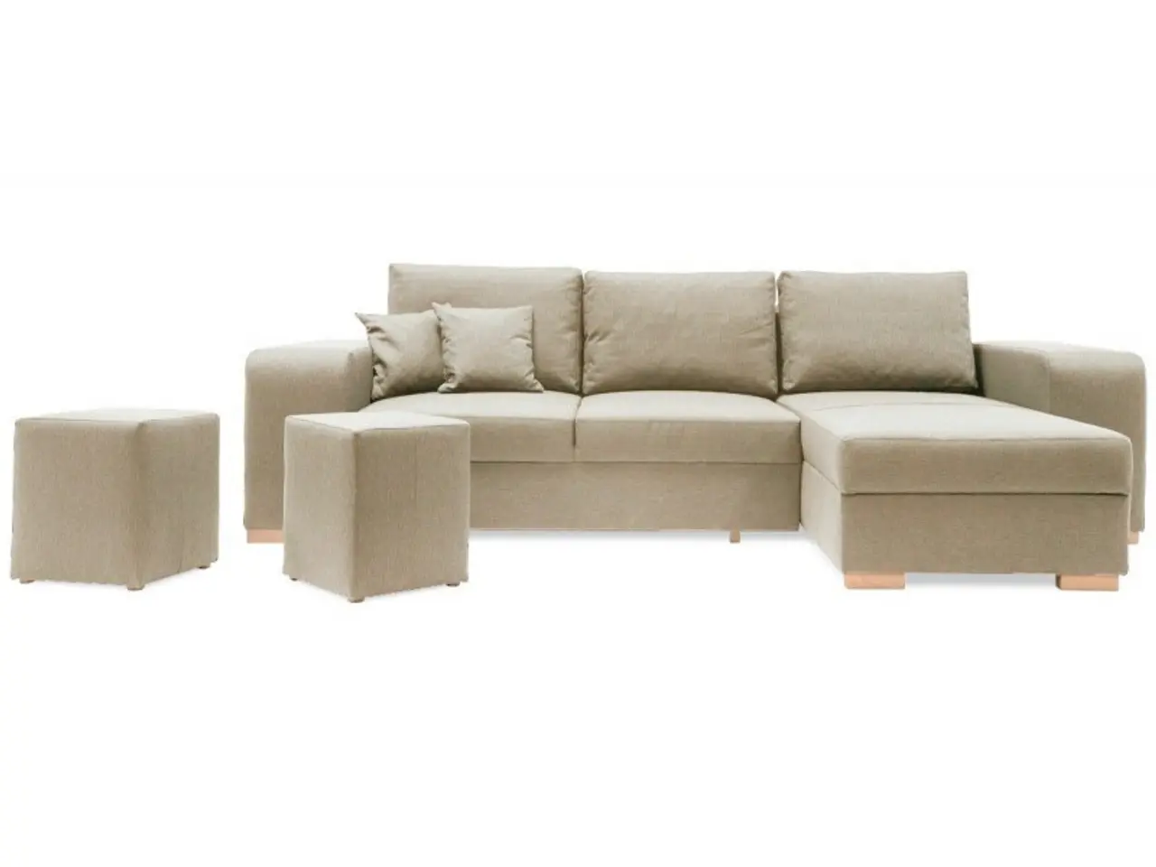 Billede 1 - Mark vendbar sovesofa m. puffer - Beige Inari 22