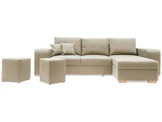 Mark vendbar sovesofa m. puffer - Beige Inari 22
