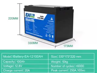 Litium lifepo4 12 volt 100 amp med indbygget bms
