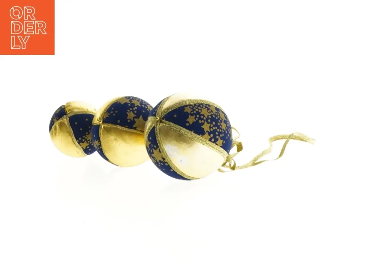 Billede 1 - Blå og guld julekugler (str. 5 cm 6,5 cm 7 cm)