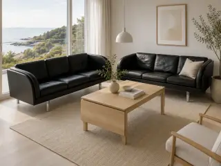 JG3 2x3 Pers.Designer Sofaer i sort primo læder.