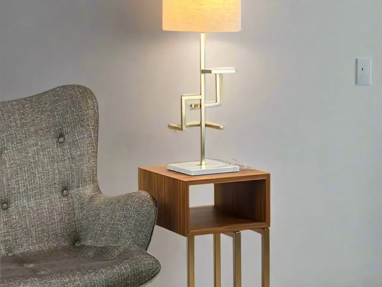 Billede 2 - Stéphane Davidts Bordlampe – Beige Marmor H 75 cm