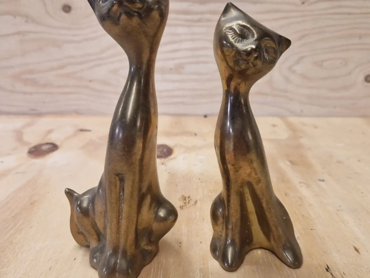 Billede 1 - 2 kattefigur I massiv messing