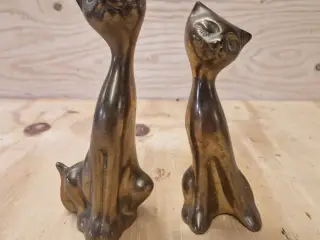 2 kattefigur I massiv messing