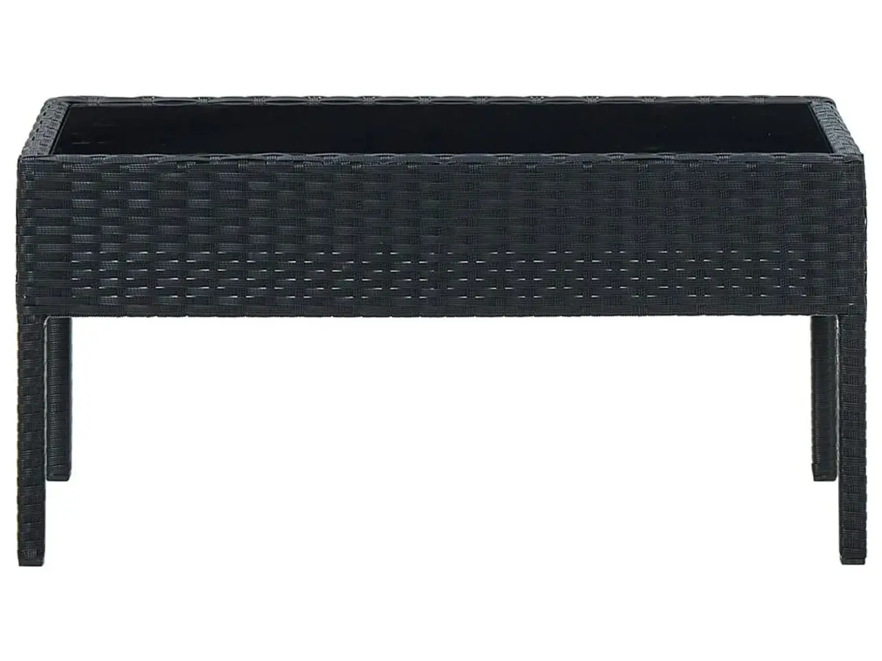 Billede 3 - Havebord i polyrattan 75 × 40 × 37 cm - sort, glasbordplade